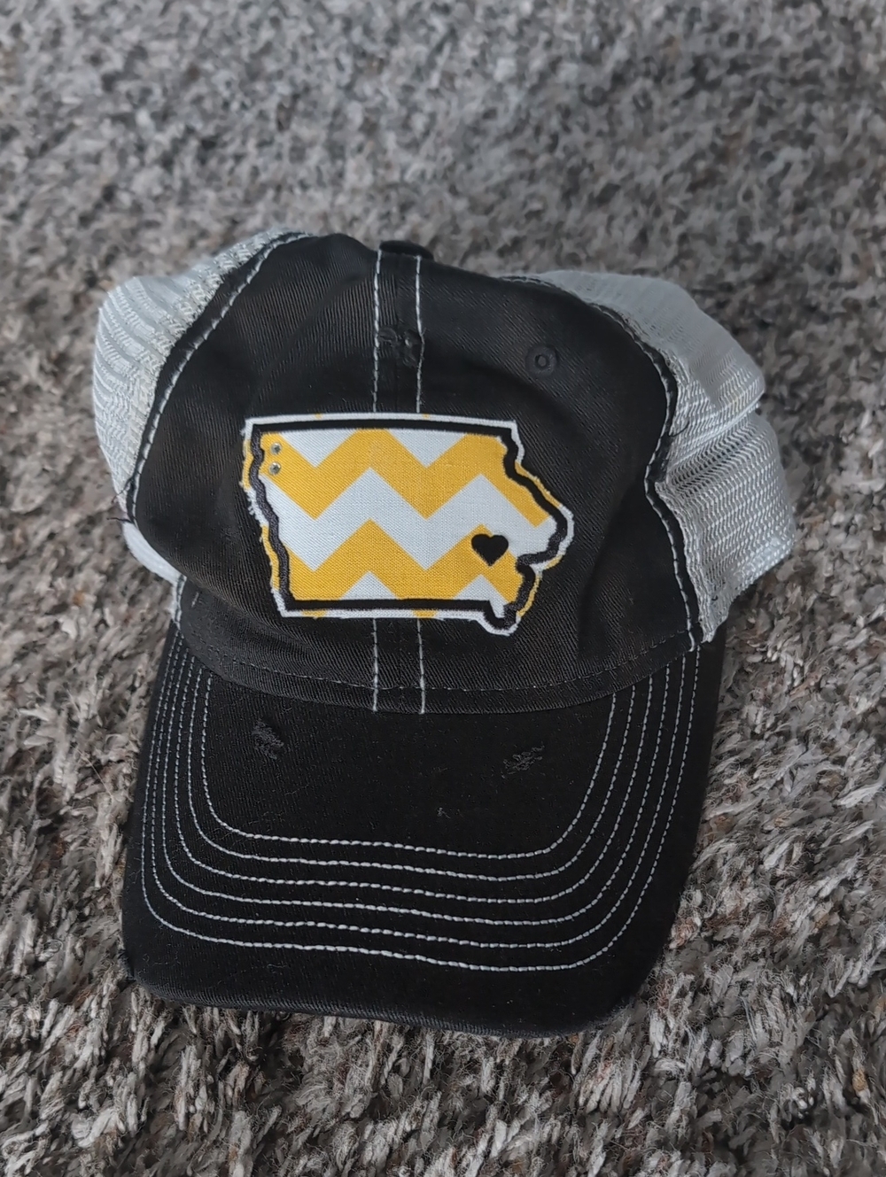 Black Hat with Yellow Chevron Iowa Patch